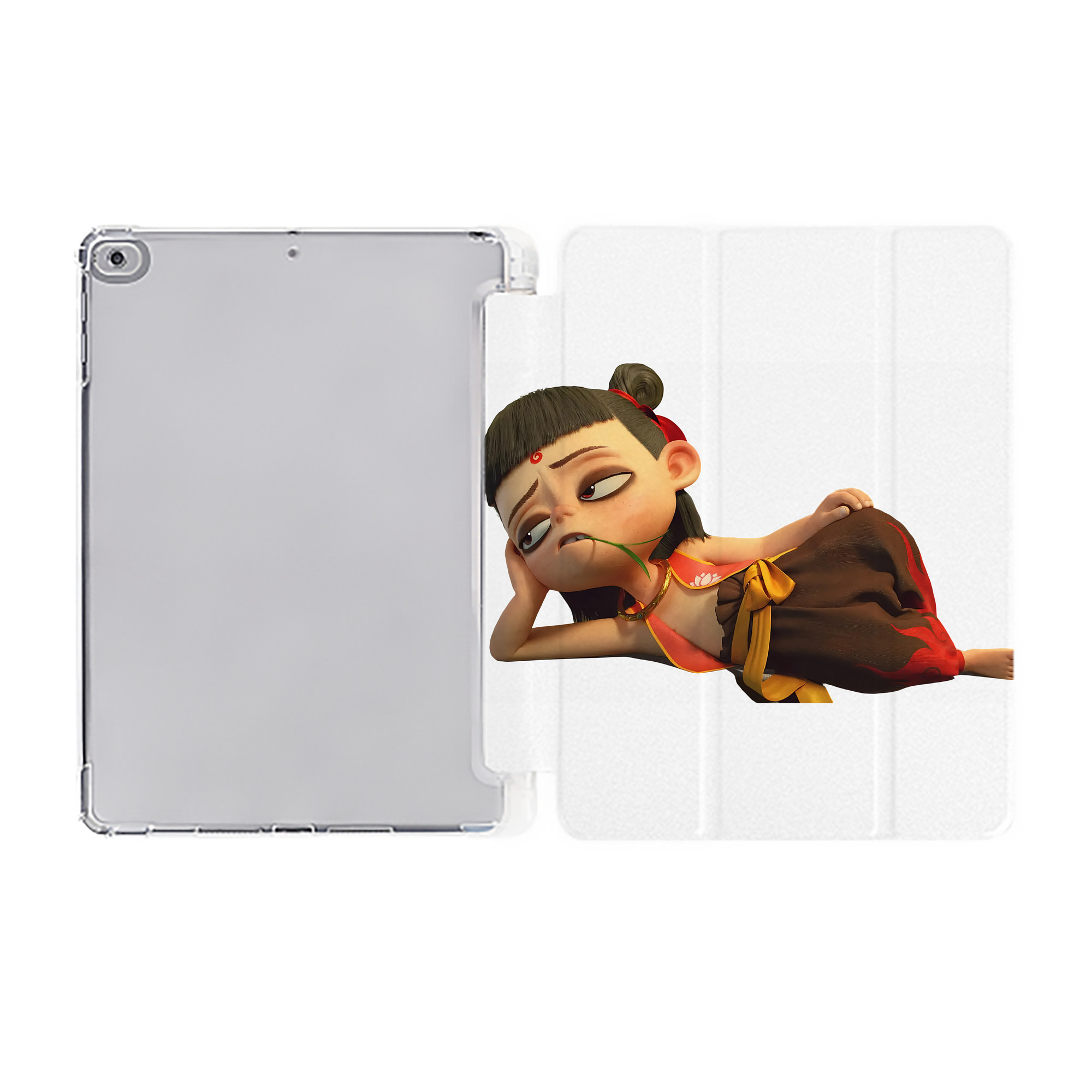 （画像用） Ne Zha 2 ナタ 魔童の大暴れ IPad ケース ペン収納付き 三つ折りスタンド PUレザー×シリコン 対応機種9.5/10.5/10.9インチ